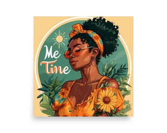 Black Woman Self-Care Poster, African American Woman Wall Art, Self-Care Woman Wall Art