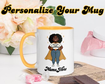 Black Woman Self-Care Personalized Mug, Custom Black Women Mug, Black Girl Birthday Gift, Gifts for Black Women