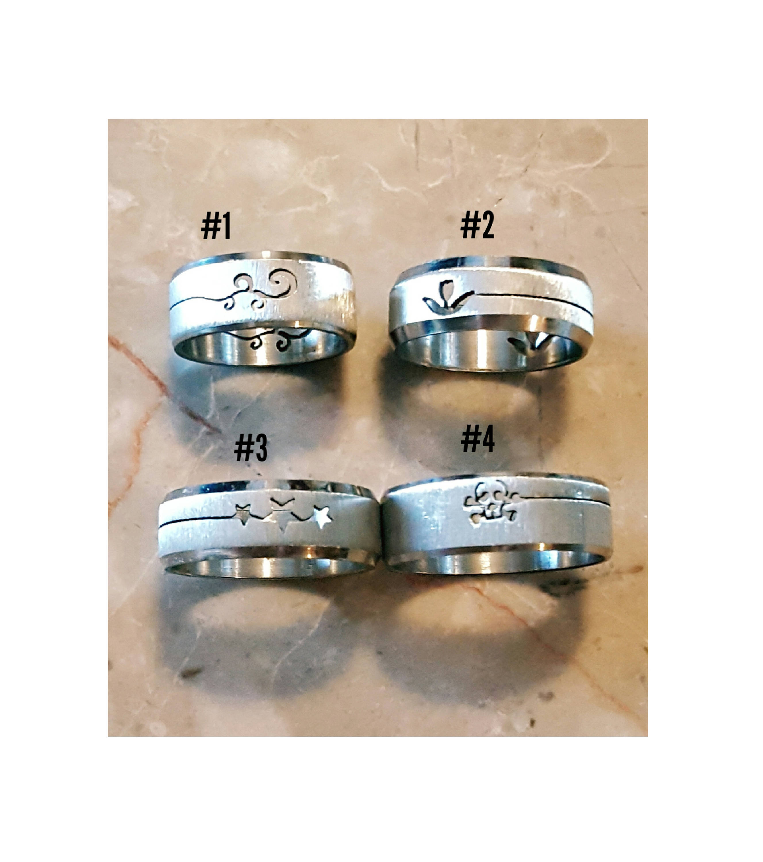 Etched Stainless Steel Rings Etsy