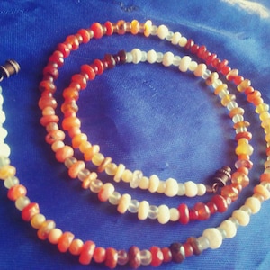 Hot hot hot! - 23.5" Shaded Mexican Fire Opal Alternating 3 to 6mm Round and Rondelle Beaded Necklace