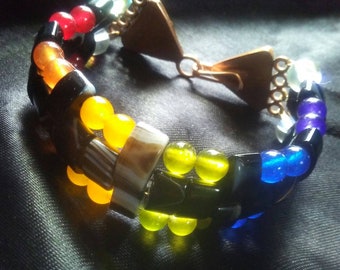 Quadruple Pride - 4 Strand Semiprecious Gemstone Rainbow Bracelet