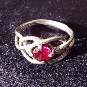 Ruby in Argentium Silver Celtic Knot Ring - US size 10