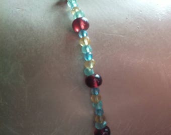 Topaz and Apatite Blues shaded with Red Garnet and Citrine