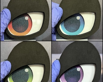 Laser Cut Acrylic Fursuit Eyes Kit - comes with Round Pupil mesh and EVA eyelid