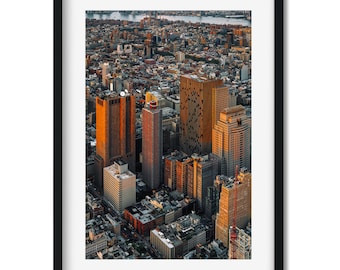 Civic Center Lower Manhattan at Sunset - New York Cityscape Photography Color Fine Art Print, New Yorker Wall Art