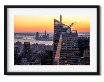 Winter Sunset Over Midtown Manhattan and Hudson River - New York City Color Fine Art Print, New Yorker Wall Art