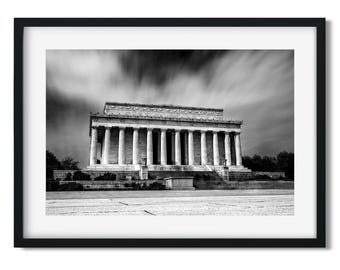Lincoln Memorial in Washington, D.C. - Architecture Black and White Fine Art Print, Wall Art