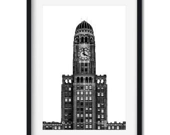 The Williamsburgh Savings Bank Tower - New York Architecture Black and White Fine Art Print, New Yorker Wall Art