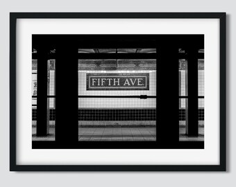 Fifth Avenue Subway - New York Photography, Black and White, Architecture, Wall Art, NYC, Fine Art Print, Urban Art, Home Decor