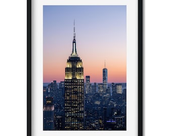 Iconic Manhattan View at Dusk - New York City Photography Color Original Art Print, New Yorker Wall Art