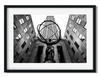 Rockefeller Center 2016 - Impresión de bellas artes en blanco y negro de la arquitectura de Nueva York, arte mural neoyorquino