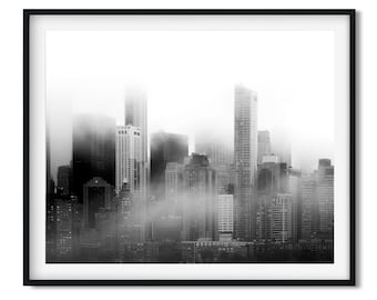 Foggy Lower Manhattan 2023 - New York City Black and White Fine Art Print, New Yorker Wall Art