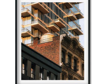 Worth Street Tribeca Water Tower Print, New York City Architecture Photography, New York Wall Art
