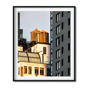 Tryck av vattentornet i Hell's Kitchen, arkitekturfotografi i New York, väggkonst i New York