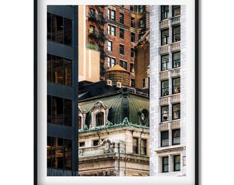Impresión de la Torre de Agua de Liberty Street en el Bajo Manhattan, Fotografía de arquitectura de la ciudad de Nueva York, Arte mural de Nueva York