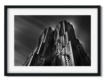 New York by Gehry - New York Architecture Black and White Fine Art Print, New Yorker Wall Art