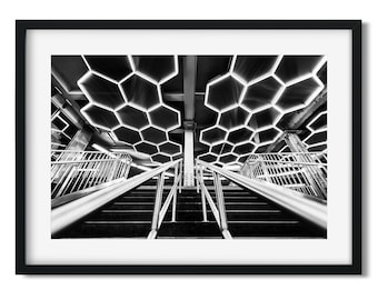 Bleecker Street Subway 2016 - New York Architecture Black and White Fine Art Print, New Yorker Wall Art