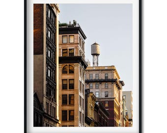 Impresión de la Torre de Agua NoHo, fotografía de arquitectura de la ciudad de Nueva York, arte mural de Nueva York
