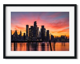 Stunning Colors at Sunrise Reflecting on Hudson River - New York City Color Fine Art Print, New Yorker Wall Art