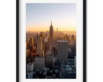 Epic Manhattan View at Sunset - New York Cityscape Photography Color Fine Art Print, New Yorker Wall Art