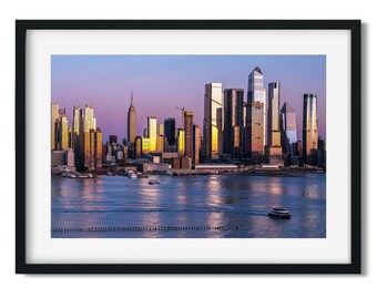 Pinky sunset moment of Hudson Yards Manhattan - New York Cityscape Photography Color Fine Art Print, New Yorker Wall Art