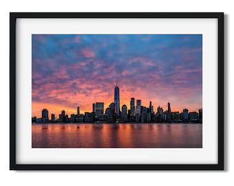 Silhouette City at Sunrise - New York Cityscape Photography Color Fine Art Print, New Yorker Wall Art