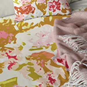 Boho Floral Duvet Cover: Pastel Pink Wildflower Bedding