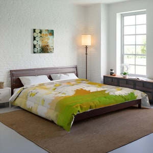 Boho Floral Comforter | part of Designer Bedroom Set | Created from &quot;Dreaming of Daisies&quot; Original Artwork | Unique Home Decor | in 4 sizes.