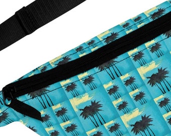 Tiny Palm Tree Fanny Pack con divisor interior para organizar, correa ajustable, se adapta a cualquier cintura/bandolera, gran regalo de viaje para ella, él, usted