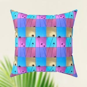 Abstract Palm Trees Square Pillow, Mid Century Decorative Cushion, Tropical Throw Pillow, Square Accent Pillow, Modern Home Decor, Palm Tree