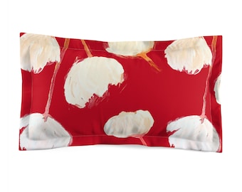 Red Floral Pillow Sham: Minimalist Bedroom Decor
