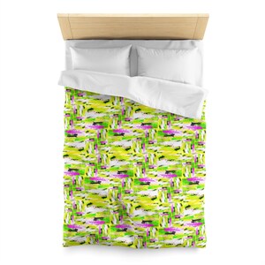 Abstract Duvet Cover in Pink, Green, White, 4 Sizes, 2 Colors | from Hand Made Art | Part of Abstract Home Decor Collection, Gift for Home
