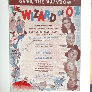 Somewhere Over The Rainbow 1939 Sheet Music Wizard of Oz