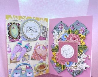 Angel Diva set of two 3D Handmade &quot;Friends Forever&quot;  Greeting Cards