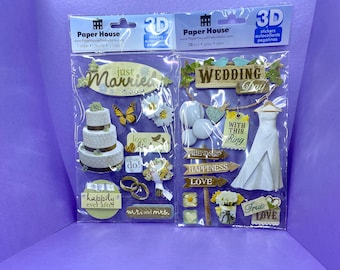 set of two Paperhouse 3D &quot;Just Married&quot; stickers