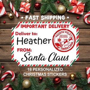 Etiquetas para presentes de Natal - Etiquetas para presentes de Natal - 18 etiquetas personalizadas de Natal - Etiquetas para presentes de Natal do Papai Noel