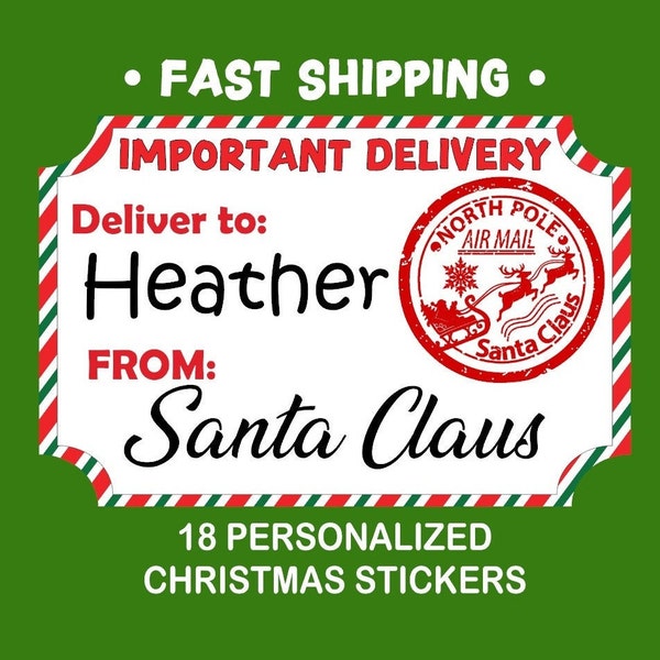 18 Personalized From Santa Christmas Gift Stickers - The Perfect Christmas Gift Label! + FREE GIFT