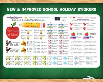 School Holiday Planner Stickers: Teacher Calendar Stickers