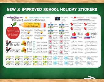 School Holiday Planner Stickers - School calendar stickers - Teacher Planner Stickers