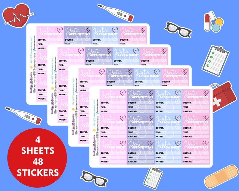 Pastel Doctor Appointment Planner Stickers - 48 Pack - Etsy