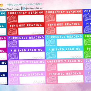 Currently and Finished Reading Planner Stickers, Great for Happy Planners and Erin Condren Planners and many more + Free Stickers with order