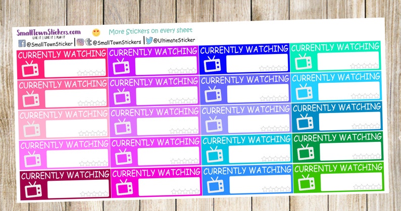 Wathcing Sticker Currently Watching Planner Stickers: TV Show Tracker - Etsy
