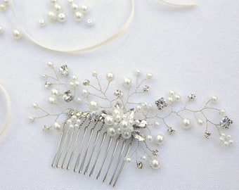 Diamante bridal hair comb, diamante hair piece, crystal hair comb, pearl hair comb, crystal wedding hair piece, bridal hair accessories
