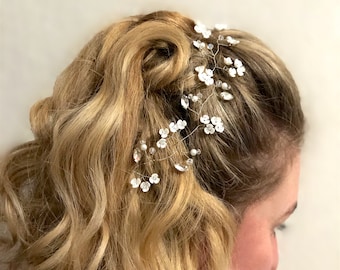 Bridal floral hair vine, blossom hair vine, floral hair accessory, floral headband, wedding hair vine, boho wedding hair piece, hair vine