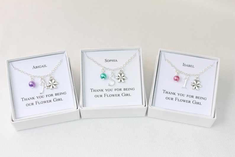 Flower girl gift, flower girl bracelet, flower girl charm bracelet, personalised bracelet, personalised gift, wedding jewellery, flower girl image 2