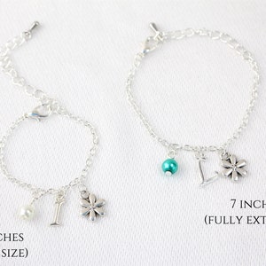 Flower girl gift, flower girl bracelet, flower girl charm bracelet, personalised bracelet, personalised gift, wedding jewellery, flower girl image 8