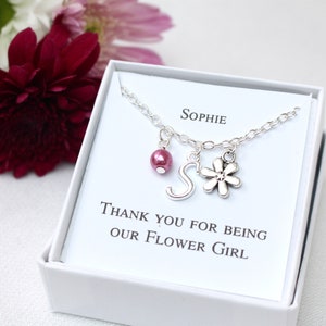 Flower girl gift, flower girl bracelet, flower girl charm bracelet, personalised bracelet, personalised gift, wedding jewellery, flower girl image 1