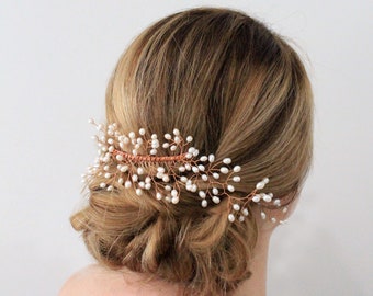 Bridal hair piece, pearl hair comb, bridal hair accessories, rose gold comb, blush hair comb, hair up, bridal hair accessories, hair vine