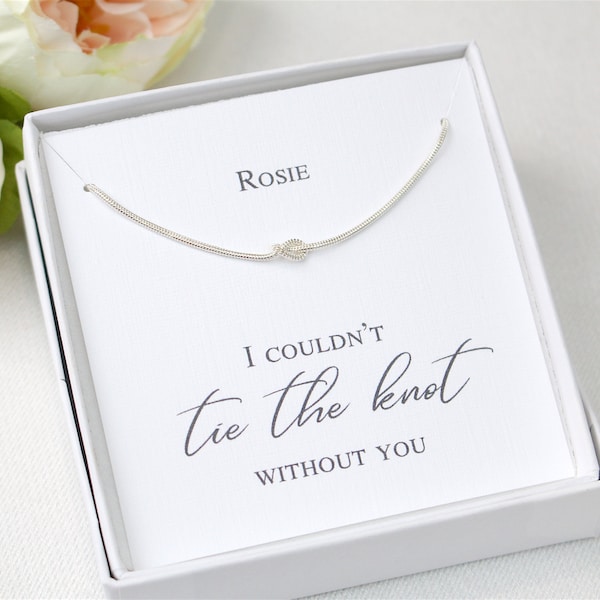 Knot necklace, bridesmaid necklace, simple necklace, tie the knot, thank you necklace, bridesmaid favor, bridesmaid gift, bridal jewelry