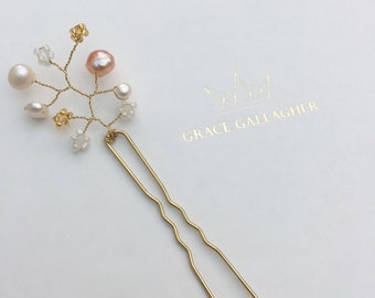 Gold hair pin, bridal hair accessory, pearl hair pin, gold bridal hair pin, gold bobby pin, gold wedding hair pin, wedding hair accessories